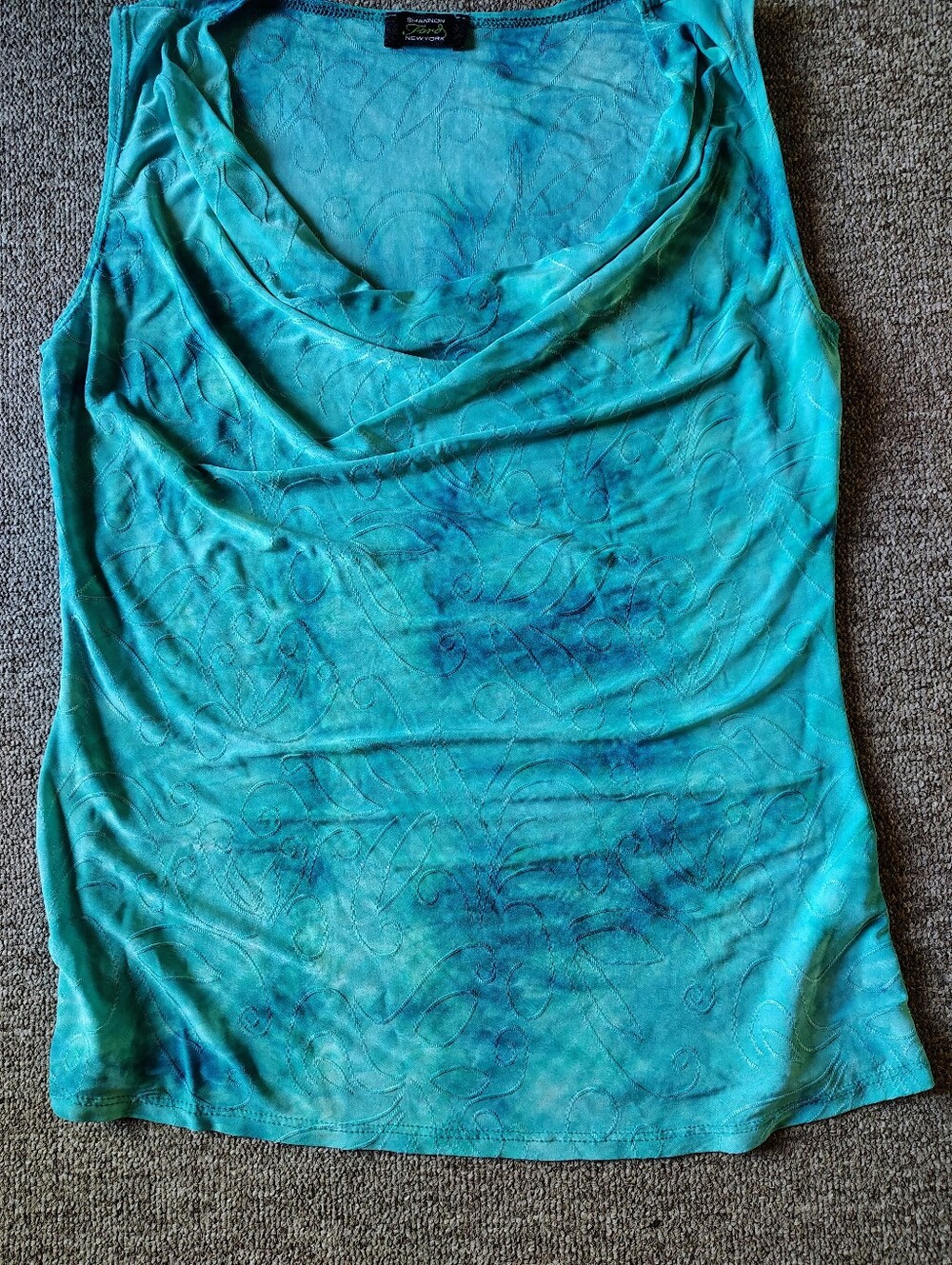 Shannon Ford New York Women's S Blue Cowl Neck Sleeveless Knit Stretch Tank S